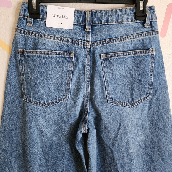Jenee Naylor High-Rise Distressed Wide Leg Jeans NWT Future Collective - Picture 10 of 16